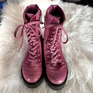RARE Circus NY Sam Edelman Women's Sanders Combat Boot Pink Snake Print